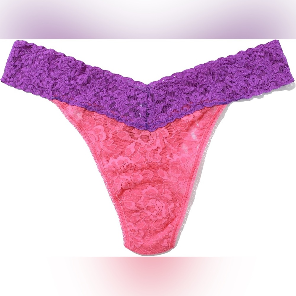 NWT Hanky Panky Signature Lace thong low rise pink purple One size